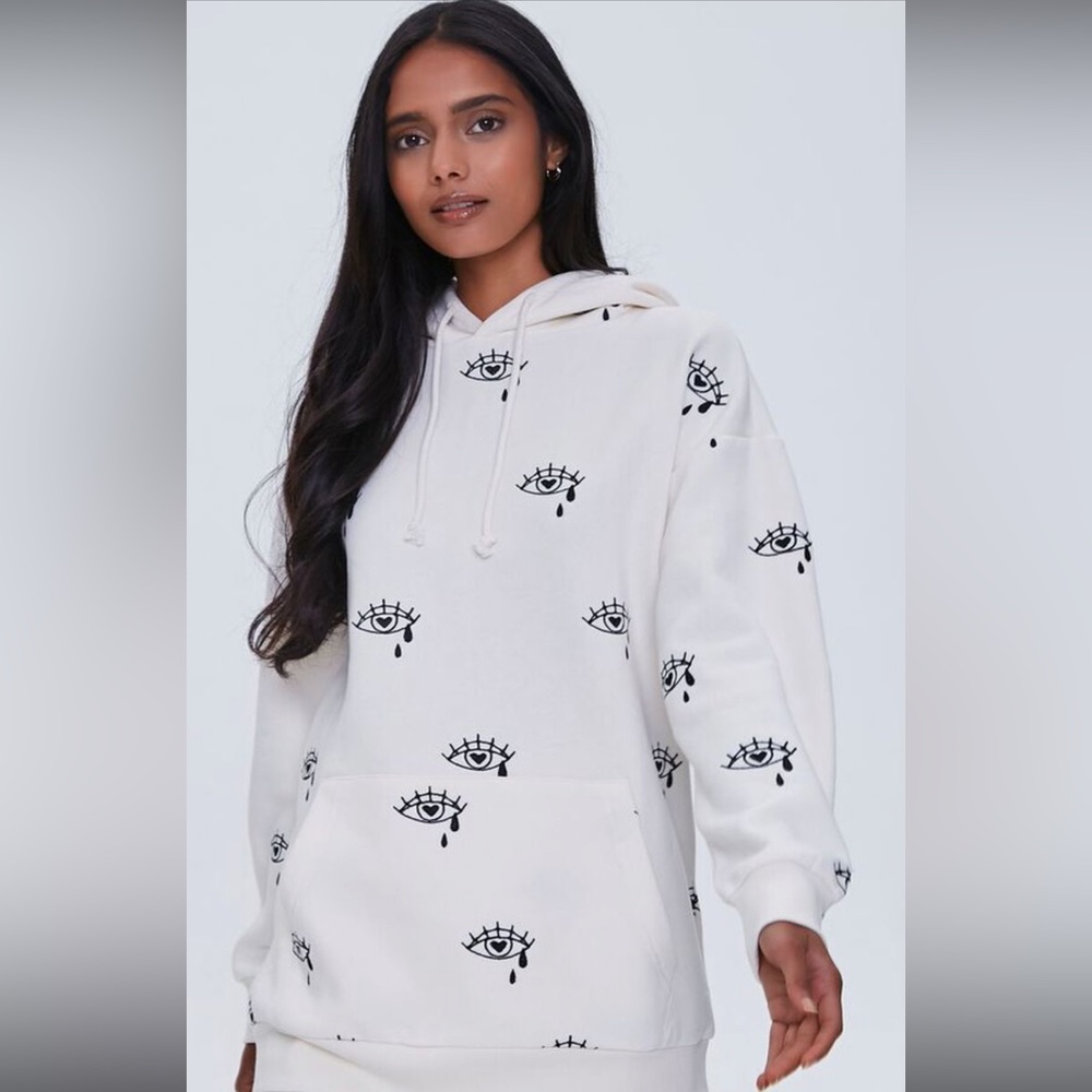 Heart eyes fleece hoodie